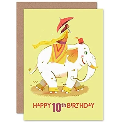 Image of Wee Blue Coo Elephant Skates Birthday 10th Greetings Card