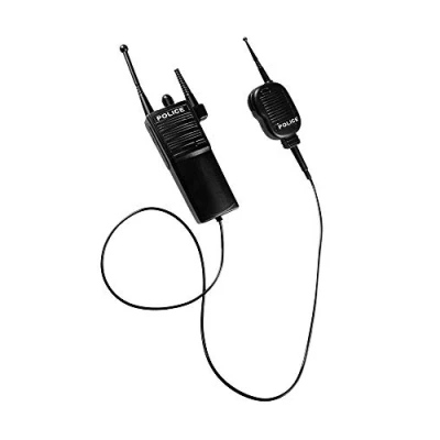 Image of Boland 00486 Walkie Talkie Police One Size Black and White Plastic Radio for Policeman, Toy, Accessory Carnival, Theme Party, Costume, Fancy Dress