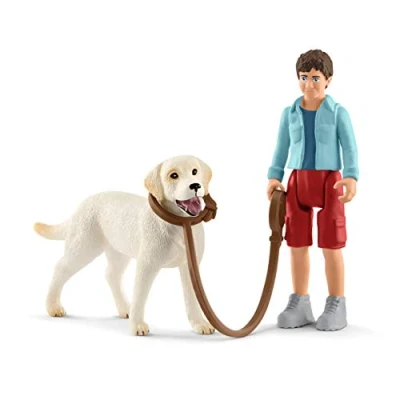Image of Schleich 42478 Farm World Walking with Labrador Retriever