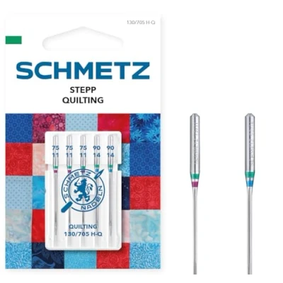 Image of SCHMETZ Domestic Sewing Machine Needles 5 Quilting 130/705 H Q Needle Size 3x75/11 and 2x90/14 Suitable for Patchwork on All Conventional Household