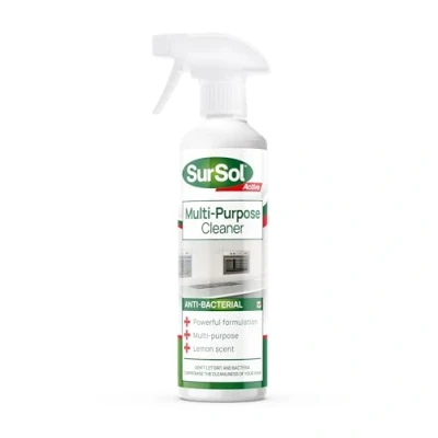 Image of SurSol Active Anti bacterial Multi Purpose Cleaner, Disinfectant and Sanitiser Surface Kitchen, Bathroom, Floors Fresh Lemon Scent 500ml