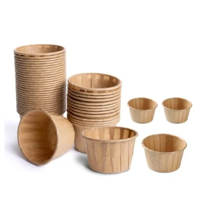 Image of HOT BARGAINS 1000 x 2oz Kraft Brown Paper Souffle Cups Disposable Waxed Ramekins Sauce Pots Portion Condiment Dipping (Brown, 2oz)