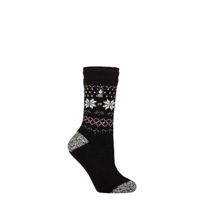 Image of Women&#039;s 1 Pair SOCKSHOP Heat Holders 2.3 TOG Patterned Thermal Socks Fairisle Band Black 4 8