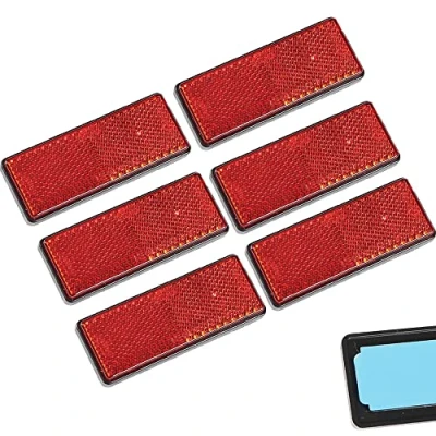 Image of AOHEWEI 6 x Self Adhesive Reflectors Rectangular Stick on Red Safety Rear Reflective for Gate Posts Fence Trailer Caravan ECE Approval