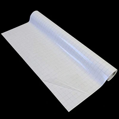 Image of Bright Ideas Book Covering Film Clear 330mm x 3m Roll, Water Based Self Adhesive with Cutting Grid. Cover Protector Roll. BI9012.