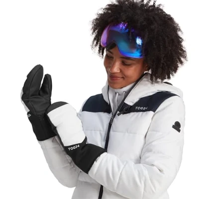 Image of TOG24 Escapade Ski Mittens. Skiing Mittens With Non Slip Palm Fabric &amp; Super Comfy Elasticated Internal Wrist Strap, Brushed Lining Side Buckles. The Ultimate Unisex Mitten.