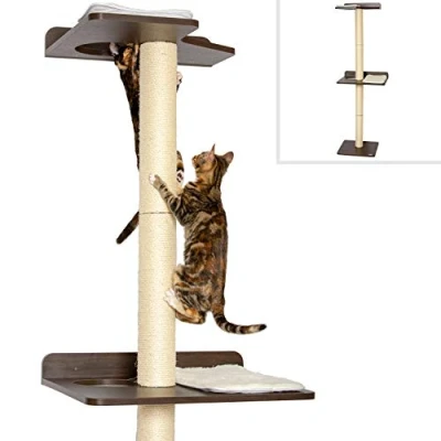 Image of PetFusion Ultimate Cat Climbing Tower &amp; Activity Tree Tall Sisal Scratching Posts Wall Mounted Scratcher and Perch