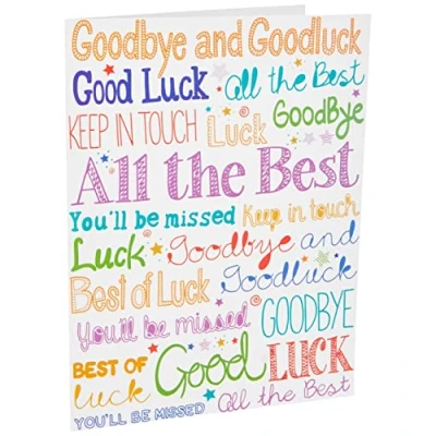 Image of Piccadilly Greetings Group Ltd Sloane Graphics Goodbye and Good luck Farewell Card, 298mm x 222mm, browngreenredbeige