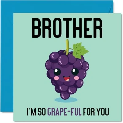 Image of Thank You Cards for Brother Grape Ful Funny Happy Birthday Card from Sister, Sibling Gifts, 145mm x Joke Greeting Men Him