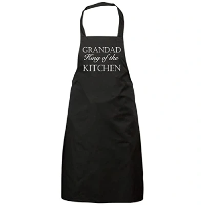 Image of 60 Second Makeover Limited Grandad King Of The Kitchen Black Apron Novelty Gift Chef Present Fathers Day