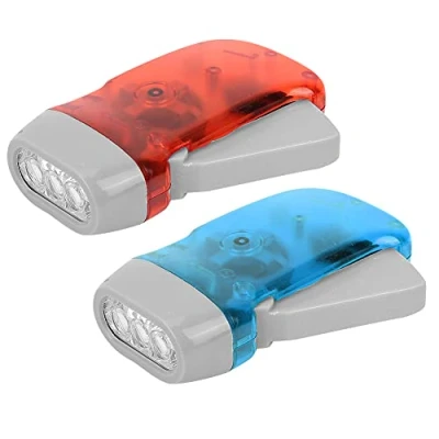 Image of ciciglow Hand Crank Flashlights, 3 LED Press Torch Outdoor Mini Manual Emergency Flashlight Lamp for Camping/Hiking/Traveling/Repairing/Checking(Red with blue)