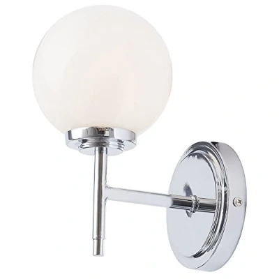 Image of LITECRAFT Preston Wall Light Bathroom 1 Arm with Glass Globe Shade (Polished Chrome)