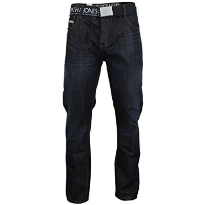 Image of Smith &amp; Jones Mens Furio Straignt Leg Jeans Dark Used Look W48 L32