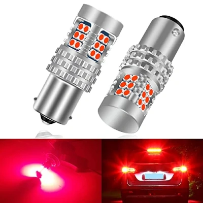 Image of UPXSXT 2Pcs P21w Brake Light Bulb Red, 1156 BA15S Led Bulbs 12 24V 1600LM 24SMD Waterproof Super Brigh for Rear Fog Light, Position