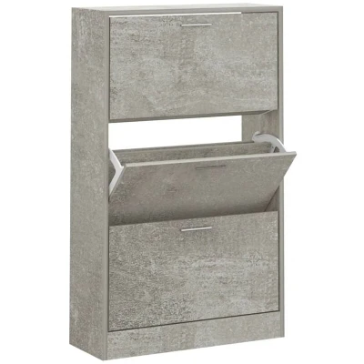 Image of vidaXL Shoe Cabinet Concrete Grey 63x24x103 cm Engineered Wood