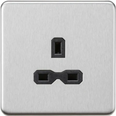 Image of KnightsBridge 13A 1G Unswitched Socket Brushed Chrome with Black Insert