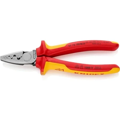 Image of Knipex Crimping Pliers for wire ferrules insulated with multi component grips, VDE tested 180 mm 97 78