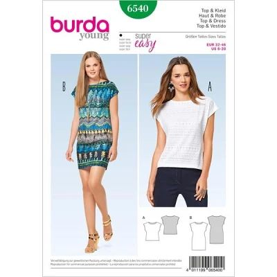 Image of Burda Sleeveless Top and Dress Sewing Pattern Ladies, Size 34 46 Level 1 Super Easy
