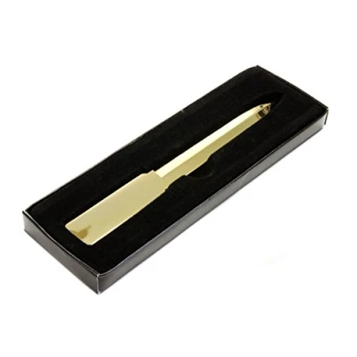 Image of Personalised Gold Plated Modern Design Letter Opener, Any Message Engraved Enter Your Own Custom Text