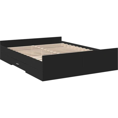 Image of vidaXL Bed Frame with Drawers without Mattress Black 160x200 cm