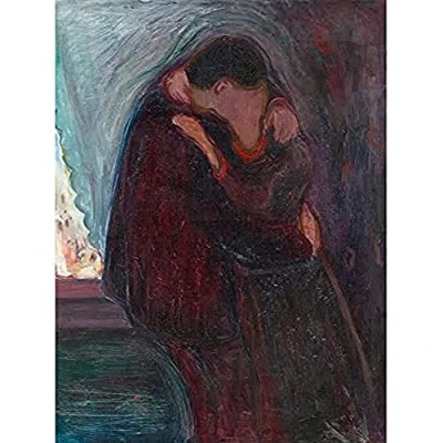 Image of Edvard Munch The Kiss Painting Unframed Wall Art Print Poster Home Decor Premium