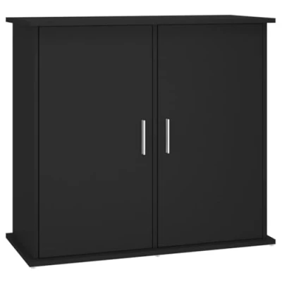 Image of vidaXL Black Aquarium Stand with Ample Storage Engineered Wood, Sturdy Fish Tank Table, Ideal for Home Decor and Display Suitable Living Room Office Assembly Required