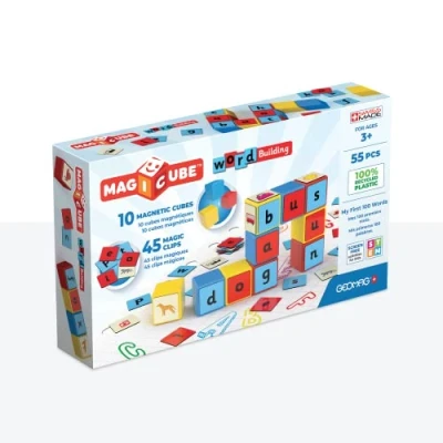 Image of Geomag, Magicube Word Building Clips, Magnetic Games Suitable Children From 3 Years Old, Set to Learn English, 79 Pc Pack, White (259)