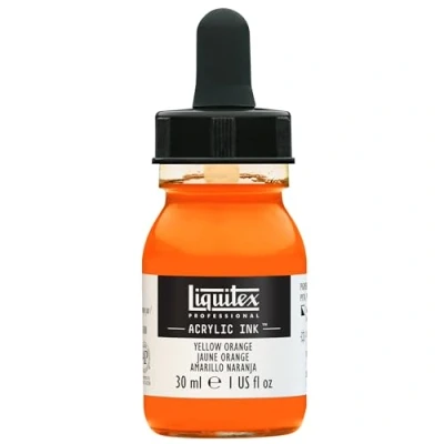 Image of LIQUITEX 4260298 Liquid Professional Acrylic Paints Ink, 30 ml, Highly Pigmented Airbrush Paint, Yellow Orange