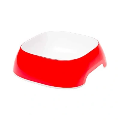 Image of Ferplast Glam Cat Bowl Fashionable, Non Slip Plastic Food and Water Bowl, Easy to Clean, 0,4 Liter, Red