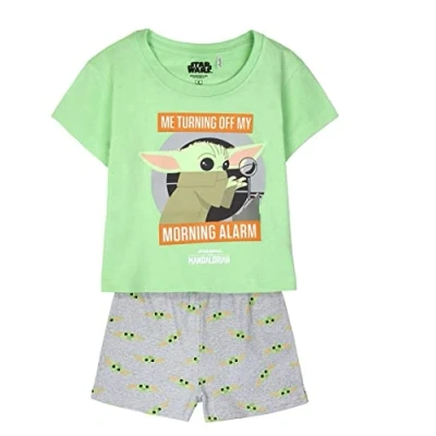 Image of CERDÁ LIFE&#039;S LITTLE MOMENTS Girl&#039;s Mandalorian 100% Cotton 2 Piece [T Shirt + Pants Children&#039;s Pyjamas ] Official Star Wars Licence, Light Green, 4 Years