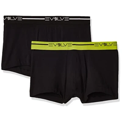 Image of Evolve Men&#039;s Cotton Stretch No Show Trunk Underwear Multipack, Black/Black, M