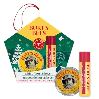 Image of Burt&#039;s Bees for Lip &amp; Hand, Cranberry Spritz Balm and Hand Salve in a Festive Box, Bit of