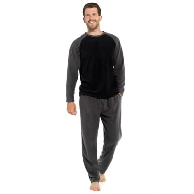 Image of INSIGNIA Mens Fleece Long Sleeve Top Pyjamas Sets (UK, Alpha, L, Regular, Charcoal Raglan)
