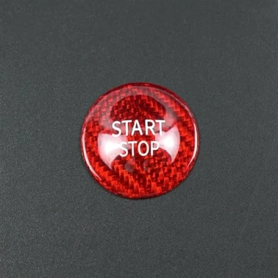 Image of PSRRGZTM Automotive interior Compatible With Megane 2010 2011 2012 2013 2014 2015 2016 2017 2018 Car Engine Start Stop Button Cover Carbon Fiber Sticker(Color 1)