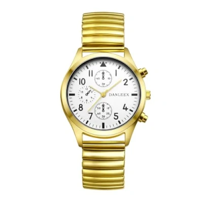 Image of JewelryWe Mens Big Dial Easy Reader Quartz Watch Gold Tone Elastic Band Wristwatch for Xmas