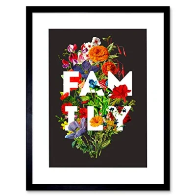 Image of Wee Blue Coo Floral Layered Quote Family Artwork Framed Wall Art Print 12X16 Inch