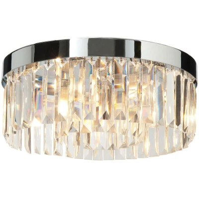Image of Bathroom 5 Light Flush Ceiling Chrome, Clear Crystal (K9) Glass Detail IP44