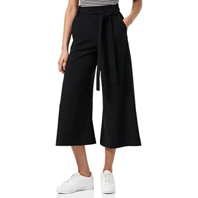Image of French Connection Women&#039;s Whisper Ruth Belted Culottes Business Casual Pants, Black, 16