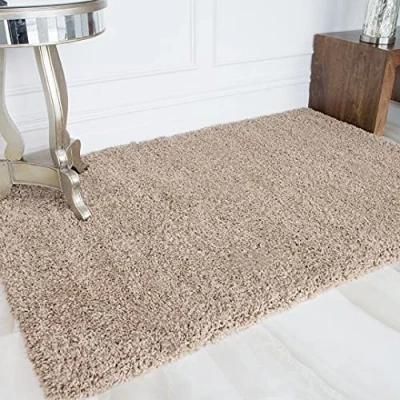 Image of Oatmeal Beige CreamModern Easy Clean Fluffy Shaggy Area Rug Thick Pile Super Soft Bedroom Lounge Living Room Hallway Floor Rugs 160cm x 220cm
