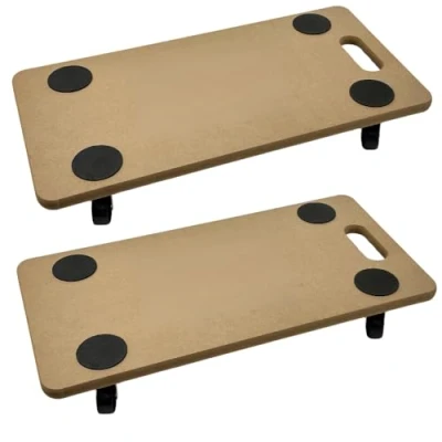 Image of 200 KG Dolly Trolley On Wheels Roller Heavy Duty for Moving Furniture with Eva Foam Grip Pads Wooden Platform Lifter Trolley(Pack of 2)