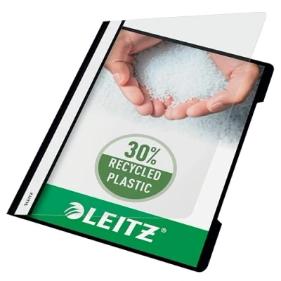 Image of Leitz A4 Standard Plastic File, Pack of 25, 250 Sheet Capacity, Black, 41910095