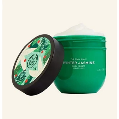 Image of The BODY Shop Winter Jasmine festive YOGURT 196g Special Edition 2020 MOISTURISER WARM, SWEET VANILLA SCENT VEGAN