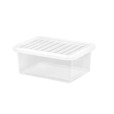 Image of SELGEN 17L Plastic Storage Boxes Crystal Clear Box &amp; Lid Home Office Stackable Nestable (42.50 x 33.00 17.00 cm)