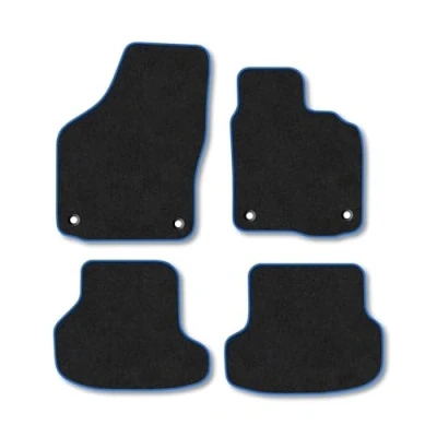 Image of Car Mats Compatible with VW Golf (2009 2013) [Cabriolet] Tailored Fit Blue Carpet Floor Set Accessory Custom 4 Pieces Anti Slip Backing &amp; Binding Trim Edge