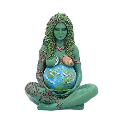 Image of Nemesis Now Small Ethereal Mother Earth Gaia Art Statue Painted Figurine, Green, 17.5cm