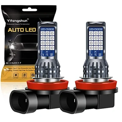Image of Yifengshun 2pcs H9 H11 LED Fog Light Bulb with 24SMD 3030 Chips H8 Blue Bulbs for Car Front Lights Daytime Running DRL 12V