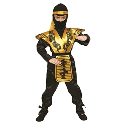 Image of Dress Up America Gold Ninja Costume Fierce Samurai Warrior for Boys and Girls