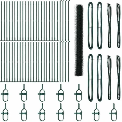 Image of vidaXL Hexagon Fence Green 1.5x100 m Steel