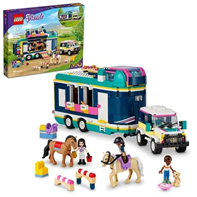 Image of LEGO Friends Horse Show Trailer 41722, Toy with 2 Figures, SUV Car, and Riding Accessories, Building Set for Kids Girls Boys Age 8+ Years Old
