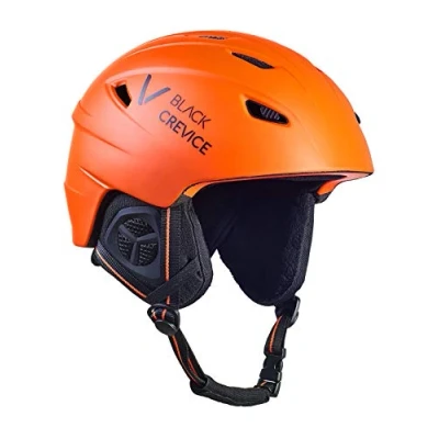 Image of Black Crevice Adult Ski Helmet Stripe, Matt Orange/Black, XS